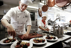 Photo of the kitchen at work