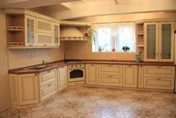 Kitchen with beveled corner photo