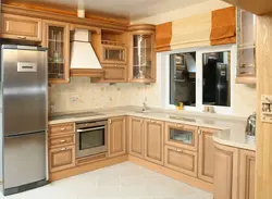 Photos of corner kitchens made of solid wood