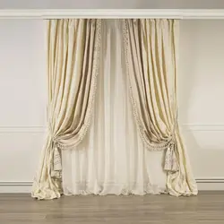 Silk curtains for the living room photo