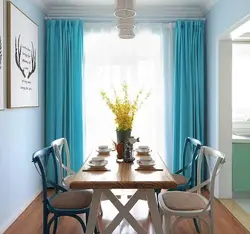 Curtains for blue kitchen photo