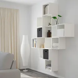 White bookcase in the living room photo