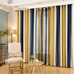 Striped curtains for the kitchen photo