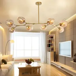 Chandelier in a small living room photo