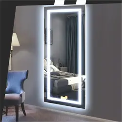 Mirror with light in the bedroom photo