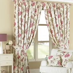 Floral curtains in the kitchen photo