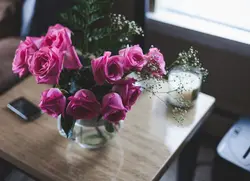 Roses on the kitchen table photo