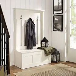 Hallway with banquette and hanger photo