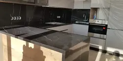 Kitchen apron black marble photo