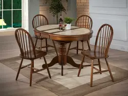 Round wooden tables for the kitchen photo