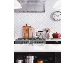 Herringbone tiles for kitchen backsplash photo