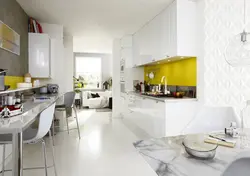 White kitchen with yellow apron photo