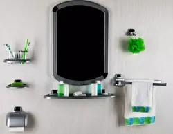 Bath shelf with mirror photo