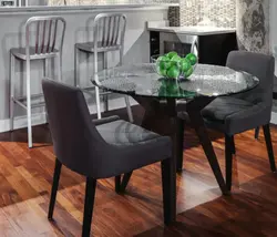 Black round table in the kitchen photo