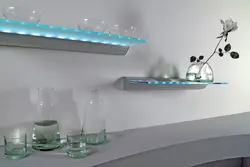 Photo of illuminated shelves in the kitchen