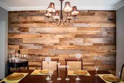 Wooden panels for walls in the kitchen photo
