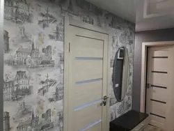 Wallpaper for gray doors in the hallway photo