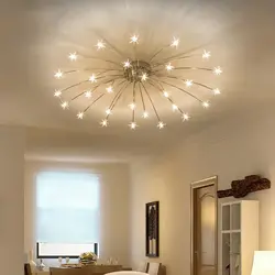 Living room with spotlights without chandelier photo