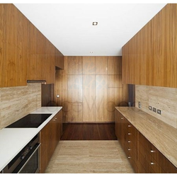 Wood-effect wall panel in the kitchen photo