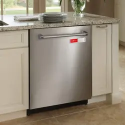 Built-in dishwasher in the kitchen interior photo