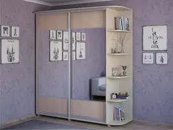 Wardrobe with side shelves in the bedroom photo