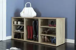 Wardrobe in the hallway with shelves for shoes photo