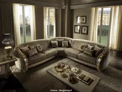 Угловой диван в гостиную в классическом стиле фото