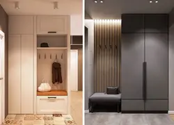 Hallway in a modern style with a wardrobe and a soft seat photo