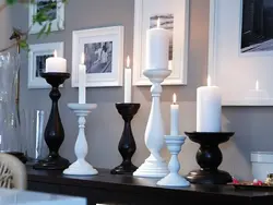 Candlesticks in the living room interior