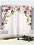 Photo curtains in the bedroom interior