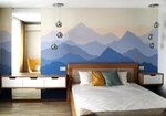 Mountains in the bedroom interior