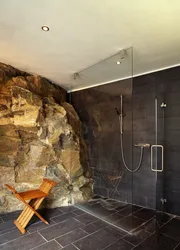 Rock in the bathroom interior