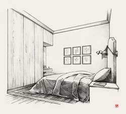 Bedroom interior in perspective