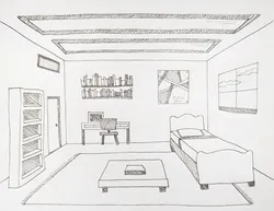 Bedroom interior in perspective