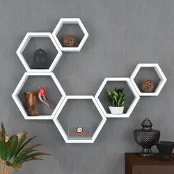 Honeycomb shelves in the hallway interior