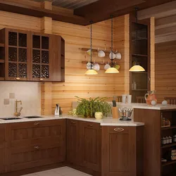 Деревянные панели в интерьере кухни