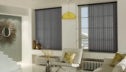 Vertical blinds in the living room interior