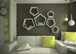 Wallpaper honeycombs in the bedroom interior