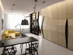 Kitchen made of plywood in the interior