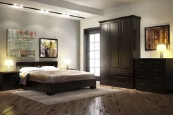 Wenge wardrobe in the bedroom interior