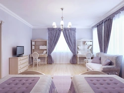 Bedroom interior with 4 windows
