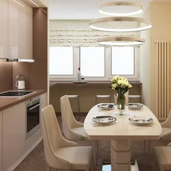 Beige table in the kitchen interior