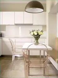 Beige table in the kitchen interior