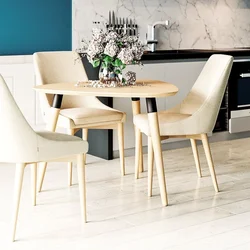 Beige table in the kitchen interior