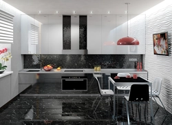 Black Tiles In The Living Room Interior