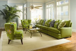 Pistachio sofa in the living room interior