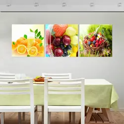 Triptych paintings for kitchen interior