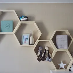 Honeycomb shelves in the kitchen interior