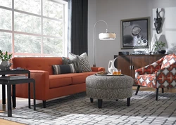 Terracotta and gray in the living room interior