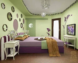Зеленый И Фиолетовый В Интерьере Спальни